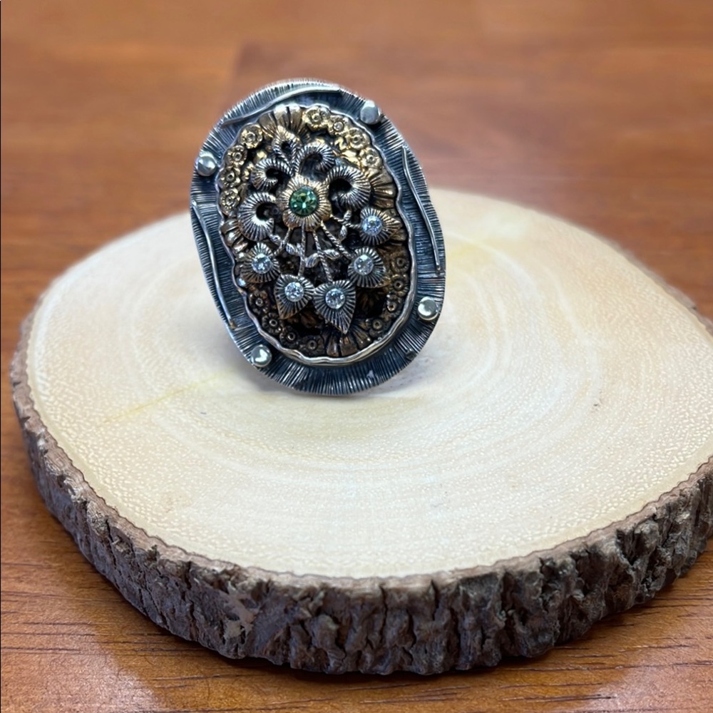 Vintage Style Silver and Gold Statement Ring